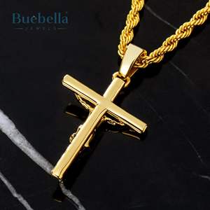 Jesus 18k <b>Gold</b> Plated 925 Sterling Silver <b>Cross</b> Crucifix <b>Necklace</b> for Women & Men - Product Image 2