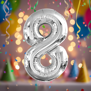 Globo de fiesta Party Love Número Plata N8 100cm Bolsa de 12 piezas - Product Image 3