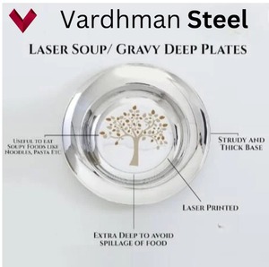 Fourniture directe d'usine de plateau rond en acier inoxydable avec bord large et plaque de chargeur de service profonde pour la maison ou la fête servant de la soupe - Product Image 5