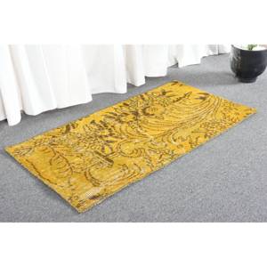 Alfombra de lana turca Vintage de 1,5x3 pies, estilo clásico, amarillo, marrón, diseño de retazos, área grande, pasillo rectangular para adolescentes, látex - Product Image 4