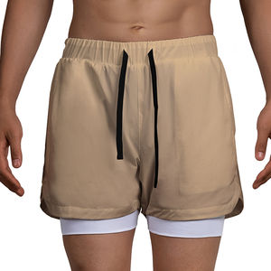 กางเกงขาสั้นผ้าย้อมสีพื้นสำหรับผู้ชายกางเกงขาสั้นรัดกล้ามเนื้อสำหรับวิ่งยิมมีหลายขนาด - Product Image 3