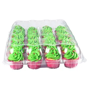 Precio competitivo, cajas de plástico transparentes para mascotas, soportes para 24 cupcakes, bandeja de plástico transparente para blísteres, bandeja de exhibición