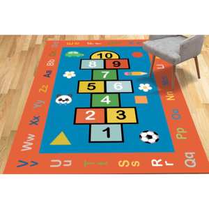 Tapis pour enfants Hopscotch : Alphabet, chiffres, décoration de salle de jeux, tapis imprimé, tapis fin non tissé - Product Image 5