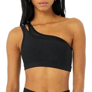 Vente en gros short de fitness solide à une épaule réversible à séchage long ensemble de soutien-gorge de sport-Spandex extensible dans les quatre sens grandes tailles pour l'été - Product Image 2