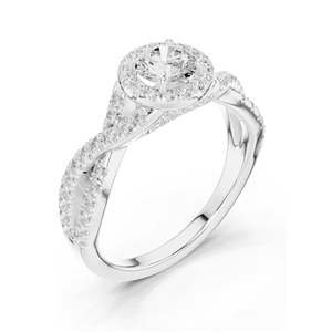 Anillo de Compromiso con Halo de Diamantes de Laboratorio de Corte Brillante Redondo de 0.19 CT, Claridad VVS-VS EF, Oro de 18K, 14K, 10K y Plata 925, Color Rosa - Product Image 6