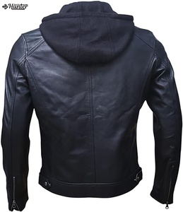 Abrigo de invierno para hombre, chaquetas de cuero PU negras y rojas para motocicleta para hombre con bolsillos, diseño de logotipo personalizado al por mayor - Product Image 4