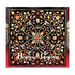 Attractive Design Unique Marble Inlay Table Tops For Top Class Sales By Exporters Selling Square Shape <b>Black</b> Marble Inlay Tables - Product Image 1