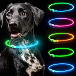 Dual RGB LED Waterproof <b>Dog</b> <b>Collar</b> with Rechargeable Flashing Light Luxury TPU Nylon and Plastic Leash Animal Pattern - Product Image 2