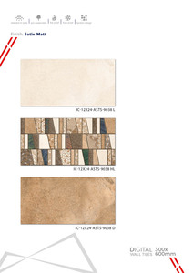 Carreaux de mur en céramique design 300x600mm pour salle de bain et cuisine, aspect brillant mat, effet sculpture de sucre, pour la décoration murale intérieure contemporaine - Product Image 4