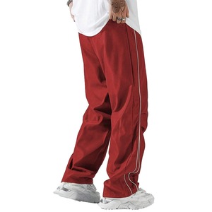 Pantalones de chándal de nailon laterales a rayas fluorescentes holgados rectos para Hombre Ropa de calle con logotipo personalizado con estilo técnico impreso - Product Image 4