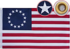 Drapeau américain Betsy Ross 2x3 pieds, brodé, 13 étoiles, en polyester imperméable, pour le 250e anniversaire, usage extérieur intensif - Product Image 2