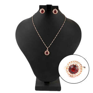 Women's Fancy <b>Locket</b> Set - Golden - Red - Product Image 1