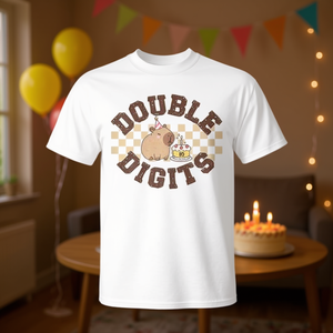 T-shirt promozionale per il decimo compleanno della Capybara, con numeri a due cifre, per bambini di dieci anni - Product Image 1