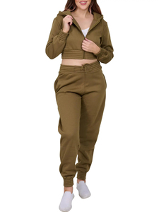 Ensemble de survêtement pour femmes 2025, vêtements d'hiver décontractés pour la salle de sport, respirant, sweat à capuche avec fermeture éclair, logo personnalisé - Product Image 6