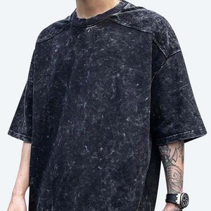 T-shirt unisexe surdimensionné streetwear personnalisé délavé à l'acide 100% coton 180 GSM vierge uni en gros T-shirt vintage surdimensionné pour homme - Product Image 3