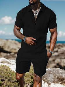 <b>Men's</b> High Quality Woolen Breathable Mid Knitted Shirt and <b>Shorts</b> Set Autumn Casual <b>Long</b> Sleeve Print - Product Image 4