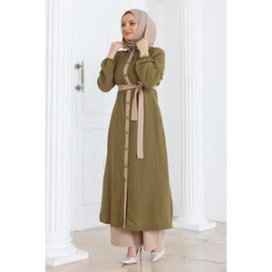 Conjunto Casual de 2 Piezas para Mujer, Color Oliva, con Capucha y Botones, Talla XS, Top Deportivo Largo y Pantalones por Encima de la Rodilla, Temporada de Otoño - Product Image 3