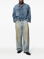 Pantalons baggy personnalisés pour hommes, couleur vintage, jambe large, jeans délavés, service OEM, streetwear, poids lourd