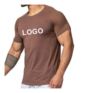 Camiseta de gimnasio de 100% algodón con logotipo personalizado para hombre, ajustada y ropa de entrenamiento de secado rápido, camisetas de técnica de soplo para entrenamiento de gimnasio activo - Product Image 5