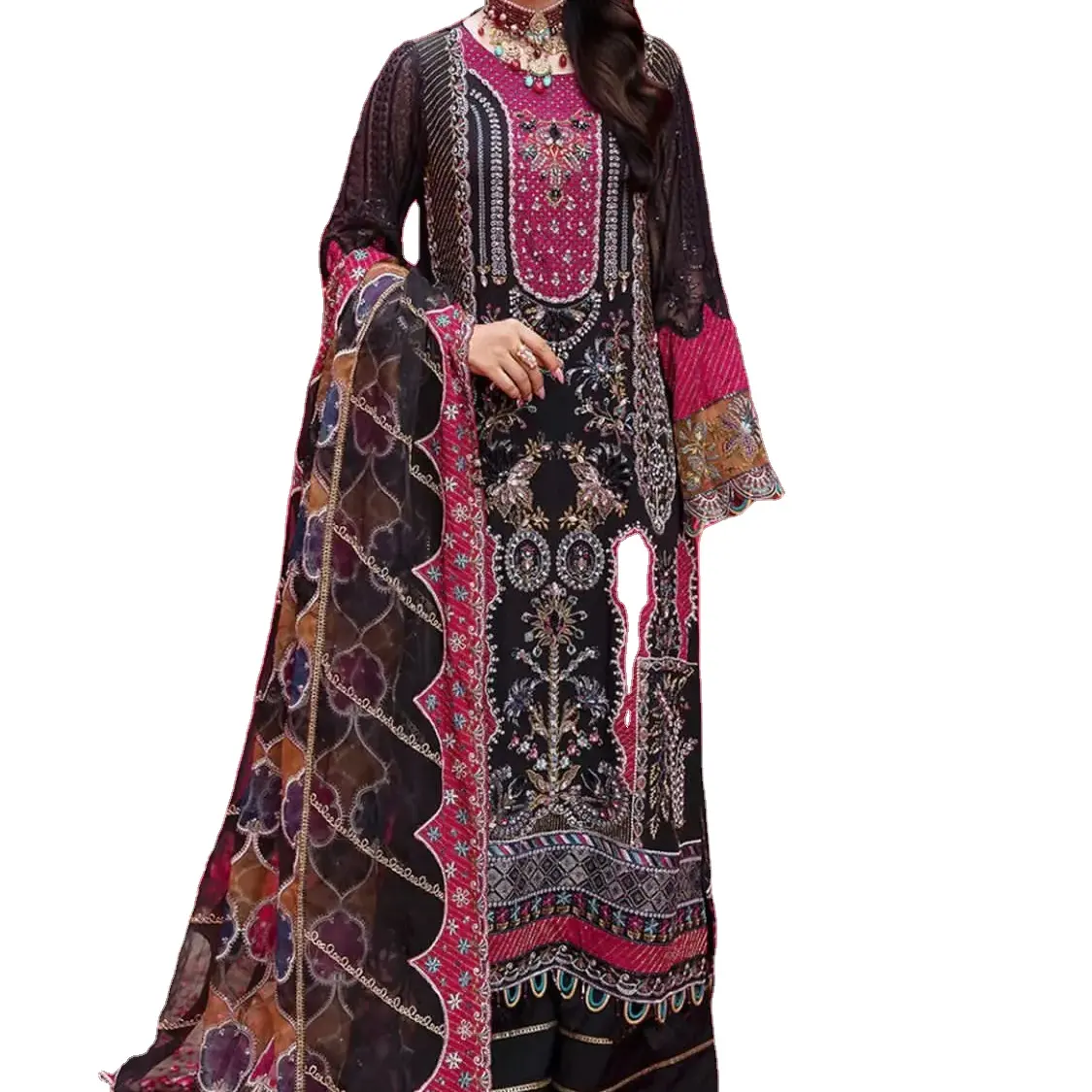 2024 Lady Elegant eingebräunt Bollywood bester indischer pakistanischer höherer bester traditioneller Design Rasen Shalwar Kameezanzug für Sommer