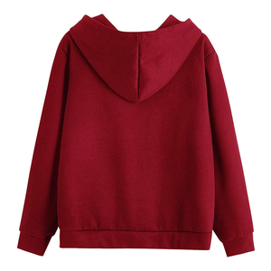 เสื้อฮู้ดแฟชั่นผู้หญิงสีแดงล้วน,เสื้อผ้าแนวสตรีทสำหรับใส่เล่นยิมปรับแต่งโลโก้ได้ตามต้องการ - Product Image 2