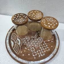 Caja de Regalo de Ramadán, Caja de Madera de Acacia con Incrustaciones de Nácar, Caja para Servir Chocolate, Estilo Árabe, Regalos de Ramadán y Eid - Product Image 4