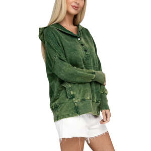 Sweat à capuche délavé à l'acide de longueur régulière pour femmes sur mesure/couleur unie et motif sweat à capuche délavé à l'acide pour femmes 2026 - Product Image 4