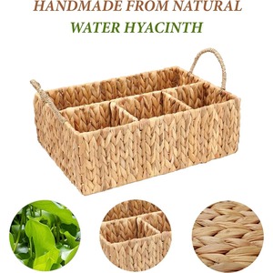 Caja divisoria rectangular con asa, caja de almacenamiento hecha a mano, ecológica, natural, para el hogar y decoración del hogar, venta al por mayor desde Vietnam - Product Image 2