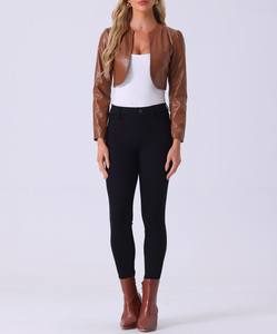 Veste en cuir de haute qualité à la mode pour femmes longueur régulière motif solide Streetwear pour l'automne et l'hiver - Product Image 4