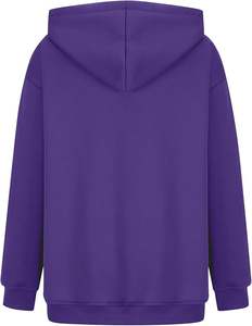 Sweat à capuche polaire surdimensionné brodé solide pour femmes de haute qualité avec poche pull à manches longues pour haut de sport de loisirs d'hiver - Product Image 2