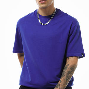 2024 Logo personnalisé lourd 100% coton surdimensionné bleu plaine t-shirt pour hommes grande taille décontracté manches courtes respirant blanc - Product Image 4