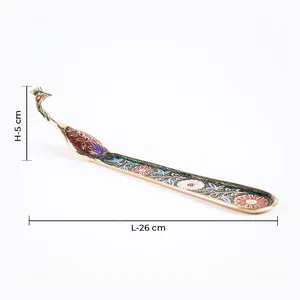 Porte-bâton d'encens paon impérial en vrac, multifonctionnel, diffuseur d'arôme en laiton, brûleur d'encens - Product Image 5