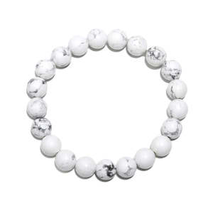 White Howlite Handmade 8 mm Healing Crystal <b>Bracelet</b> 7 Inches Stretch Fit Ball Pattern for Gift - Product Image 5