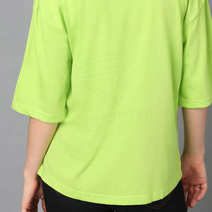 Vente en gros T-shirts d'été décontractés à col rond et manches courtes en coton respirant anti-rides et à séchage rapide pour femmes - Product Image 6