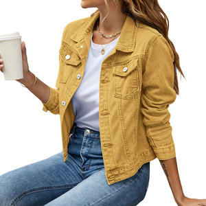 Chaqueta Vaquera Corta de Diseño Moderno para Mujer, OEM, Alta Calidad, 100% Algodón, Cuello Camisero, Transpirable - Product Image 3