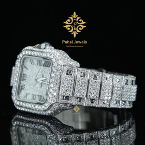 Montre pour homme de luxe en acier inoxydable avec cadran analogique, style hip-hop glacé avec moissanite VVS, montre de luxe en diamant - Product Image 2