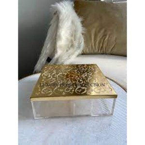 Boîte à bonbons élégante à base acrylique en métal royal avec illustration idéale pour l'emballage de cadeaux de fête de mariage chocolats de stockage sucrés festifs - Product Image 1