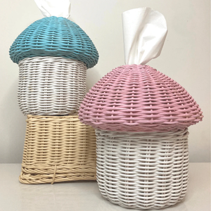 Cesta de mimbre de setas naturales de tamaño personalizado para decoración de bebés y niños, muebles para el hogar y soporte para pañuelos de regalo - Product Image 4