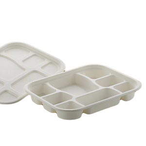 Bandejas Tiffin Platos de bagazo biodegradables Platos de caña de azúcar desechables ecológicos para fiestas, eventos, catering y uso diario - Product Image 1