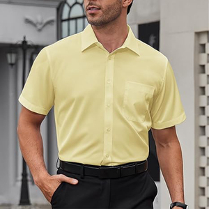 Camisa de vestir de negocios para hombre de alta calidad 100% algodón de secado rápido ecológico transpirable logotipo personalizado al por mayor - Product Image 2