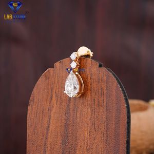 6.495 TDW poire et diamant taille ronde pendentif en or jaune et boucle d'oreille avec chaîne par Labstone pendentif de mariage S couleur cadeau EF-VS - Product Image 6