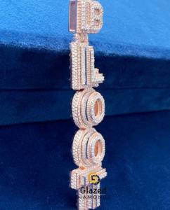 Pendentif Moissanite Hip Hop lettre personnalisée glacé avec pierres rondes et matériau solide en argent sterling 925 - Product Image 1