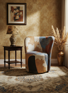 Fauteuil capitonné de luxe, fixe ou pivotant, pour salon et bureau à domicile – Bombi - Product Image 1