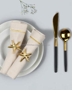 Servilletero de oro galvanizado de pez estrella de latón de aluminio mesa de comedor decorativa para cena almuerzo desayuno - Product Image 3