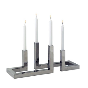 Antique Silver Metal Aluminium Three Branch <b>Taper</b> <b>Candle</b> Holder Wedding Table Decoration - Product Image 4