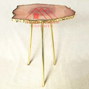 Dernier modèle de table d'appoint en agate naturelle pour le salon table basse moderne au design élégant pour chambre à coucher en métal très vendue - Product Image 5
