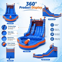 Tobogán Acuático Inflable de PVC con Temática de Barco Pirata RTS de 23 Pies, Piscina Inflable para Niños, Tobogán Acuático Tropical para Exteriores, Jardín, Fiestas de Verano