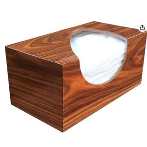 Caja de pañuelos de madera marrón de calidad superior elegante organizador rectangular hecho a mano para bodas y festivales en casa - Product Image 4