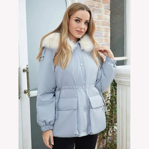 Top tendance femme doudoune manteau d'hiver à capuche épais manches longues fermeture éclair complète respirant tissé rester au chaud dans le style - Product Image 1