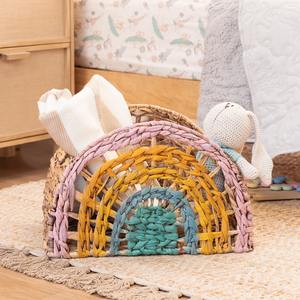 Panier de rangement arc-en-ciel coloré en jacinthe d'eau, paniers pour accessoires d'enfants pour filles et garçons - Product Image 2